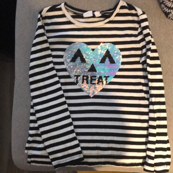 Gap flip sequin striped long sleeve t-shirt top - Picture 2 of 5
